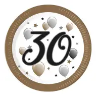 "30" let papírové talíře s nápisem, sada 8 ks, 23 cm