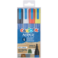 Akrylový marker s kulatou špičkou, sada 4 ks - Carioca