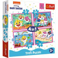 Baby Shark: Rodina žraloků 4 v 1 puzzle - Trefl