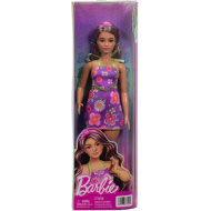 Barbie: Fashionista Přítelkyně, módní panenka v květinových šatech s fialovými pramínky – Mattel