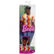 Barbie Fashionista panenka chlapec ve vlnitém, barevném tričku - Mattel