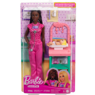 Barbie dětská lékařka s hnědými vlasy - herní set kariéra - Mattel