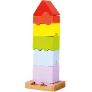 Barevná dřevěná sada pro stavbu věžového domu, 7 dílů