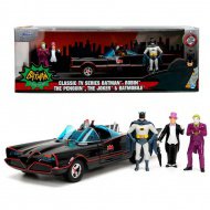 Batman: 1966 Klasický Batmobil z kovu, prémiový model auta s 4 akčními figurkami v měřítku 1/24