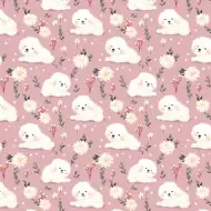 Bílý balicí papír s pejsky 100x70 cm