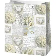 Bílý svatební dárkový sáček 11x6x14cm
