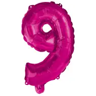 Četné fóliové balónky růžové barvy – číslo 9, 96 cm