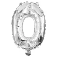 Četné fóliové balónky stříbrné barvy – číslo 0, 32 cm