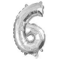 Četné fóliové balónky stříbrné barvy – číslo 6, 32 cm