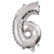 Četné fóliové balónky stříbrné barvy – číslo 6, 86 cm