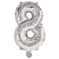Četné fóliové balónky stříbrné barvy – číslo 8, 86 cm