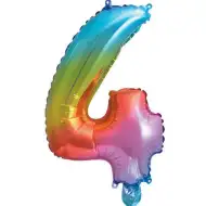 Četné fóliové balónky v kovové duhové barvě – číslo 4, 34 cm