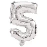 Četné fóliové balónky ve stříbrné barvě – číslo 5, 86 cm