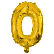 Četné fóliové balónky ve zlaté barvě – číslo 0, 32 cm