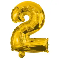 Četné fóliové balónky ve zlaté barvě – číslo 2, 32 cm