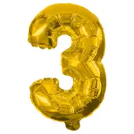 Četné fóliové balónky ve zlaté barvě – číslo 3, 32 cm