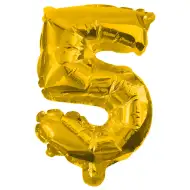 Četné fóliové balónky ve zlaté barvě – číslo 5, 86 cm