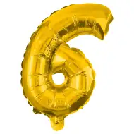 Četné fóliové balónky ve zlaté barvě – číslo 6, 32 cm