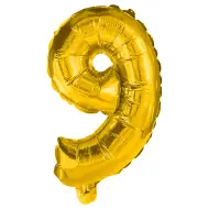 Četné fóliové balónky ve zlaté barvě – číslo 9, 32 cm