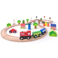Dřevěná železniční dráha ve tvaru osmičky s doplňky - Woodyland