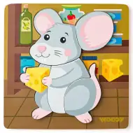 Dřevěné puzzle s 5 myškami - Woodyland