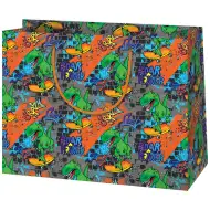 Dárková taška střední velikosti s motivem skateboardujícího T-Rexe 18x10x23cm