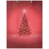 Dárkový pytel v červené barvě s vánočním vzorem 17,5x22,5x9,5cm