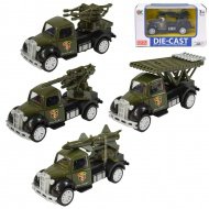 Die-Cast: Vojenské autíčko v různých variantách s volnoběžnými koly 1/55