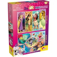 Disney Princezny 2 v 1 maxi puzzle 2x60 dílků a omalovánka 50x35 cm - Lisciani
