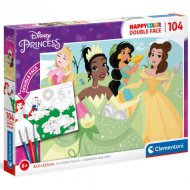 Disney Princezny Double 2 v 1, 104 kusů k obarvení oboustranné puzzle - Clementoni