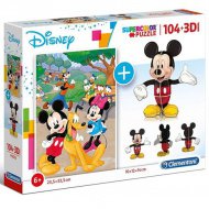 Disney: Puzzle Mickey Mouse s 104 díly + 3D model Mickey - Clementoni