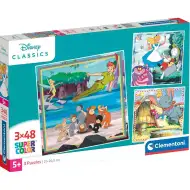 Disney klasické pohádkové série 3x48 dílků Supercolor puzzle - Clementoni