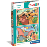 Disney klasiky Lví král a Dumbo 2x20 dílků Supercolor puzzle - Clementoni