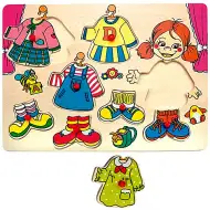 Dívčí oblékací dřevěné puzzle ve tvaru figurky.
