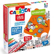 Dobrodružné omalovánky na oboustranné puzzle s 12 fixy - Carioca