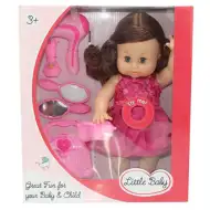 Dorina, hnědovlasá panenka, která čůrá, vysoká 36 cm, s kadeřnickou sadou, doplňky a zvukovými efekty.