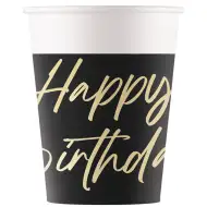 Elegantní narozeninové papírové kelímky s nápisem „Happy Birthday“, sada 8 ks, 200 ml