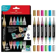 Faber-Castell: Black Edition Shake &amp; Paint oboustranná sada 6 barevných metalických popisovačů s hrotem 3 mm a 1 mm