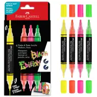 Faber-Castell: Black Edition Shake &amp; Paint sada 4 barevných markerů se dvěma hroty, 3mm a 1mm