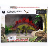 Figurka dinosaura Stegosaura s vejcem a rostlinami.