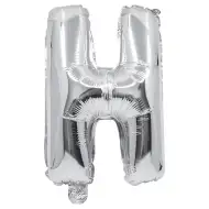 Fóliový balón ve tvaru písmene H stříbrné barvy – písmeno H 32 cm