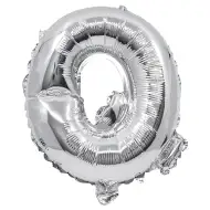 Fóliový balón ve tvaru písmene Q stříbrné barvy – 32 cm