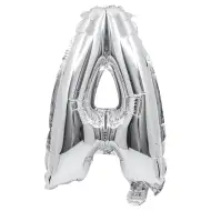 Fóliový balón ve tvaru písmene stříbrné barvy – písmeno A 32 cm