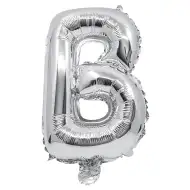 Fóliový balón ve tvaru písmene stříbrné barvy – písmeno B 32 cm