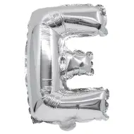 Fóliový balón ve tvaru písmene stříbrné barvy – písmeno E, 32 cm