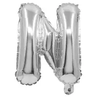 Fóliový balón ve tvaru písmene stříbrné barvy – písmeno N 32 cm