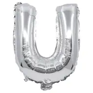 Fóliový balón ve tvaru písmene stříbrné barvy – písmeno U 32 cm