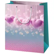 Háčkované srdce střední dárková taška 18x10x23cm