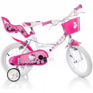 Hello Kitty růžový a bílý dětský jízdní kolo velikosti 14 - Dino Bikes kolo