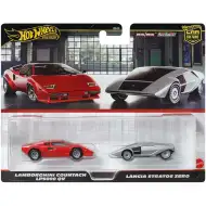 Hot Wheels Deluxe sada 2 autíček Lamborghini Countach LP5000 QV a Lancia Stratos Zero - Mattel